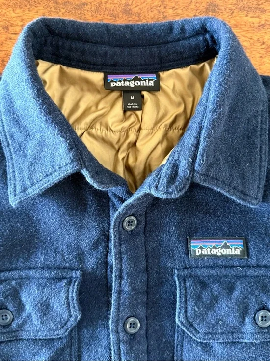 Worn Wear Patagonia Navy Fleece Shirt Jacket with Quilted Lining M - Picture 2 of 7